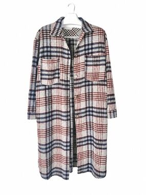 Active USA Plaid Long Shacket Jacket Medium